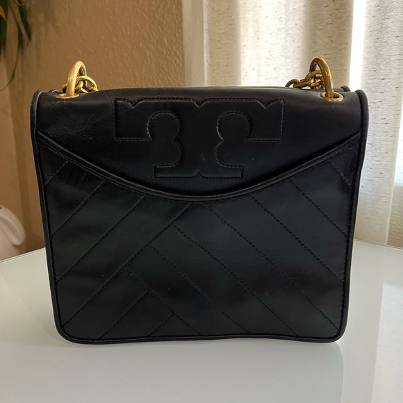 TORY BURCH ALEXA CONVERTIBLE BLACK LEATHER SHOULDER BAG - Picture 13 of 14